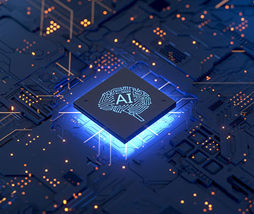 Microchip featuring integrated AI technology.